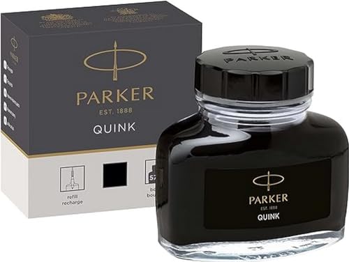 Parker Flacone Di Inchiostro Liquido Quink Per Penna Stilografica, 57 Ml, Con Confezione, Nero