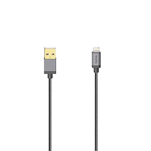 Hama Cavo Usb Per Iphone/Ipad (Connect. Lightning, Usb 2.0, Metallo, 0,75 M) Argento, Nero