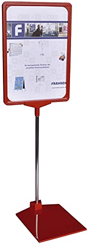 Franken Psm A4 01 - Cornice Portaprezzi Con Base Metallica, Orientabile In Orizzontale O Verticale, Formato A4, Colore: Rosso