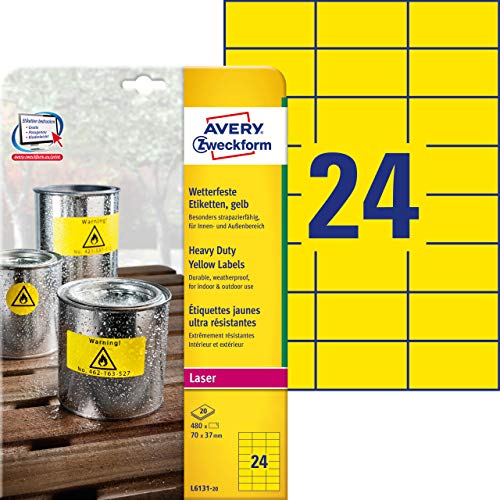 Avery Italia L6131-20 Etichette In Poliestere, 70 X 37 Mm