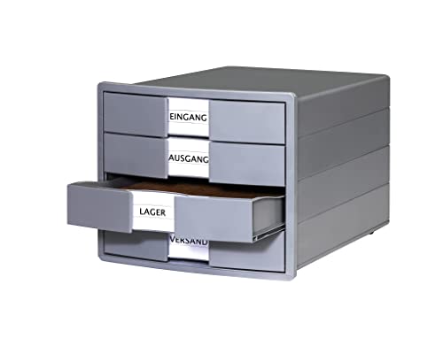 Han Cassettiera Impuls Karma – 4 Cassetti Chiusi, 80 – 100% Materiale Riciclato, Colore: Grigio