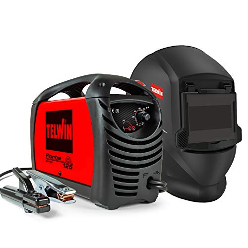 Telwin 815861 Force 125 Saldatrice Inverter Ad Elettrodo Completa Di Maschera, 230 V, Rosso, Force 125 + Maschera