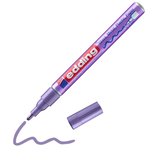 Edding 751 Marcatore A Vernice Lucida, Viola Metallizato, 1 Pennarello, Punta Rotonda Extra-Fine 0,8 Mm, Impermeabile, Altamente Coprente, Bullet Jour