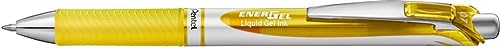 Pentel - Bolígrafo Energel Retráctil Con Mecanismo De Presión Y Punta De Bola, 0,35Mm De Grosor De Trazo, Color Amarillo.