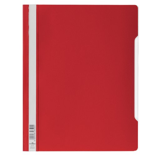 Durable 257003 - Cartellina Ad Aghi Clear View, F.To A4+, Fronte Trasparente E Retro Colorato, Etichetta Longitudinale, Rosso, Conf. Da 50 Pezzi