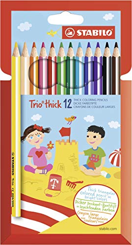Matita Colorata Triangolare - Stabilo Trio Thick - Astuccio Da 12 - Colori Assortiti