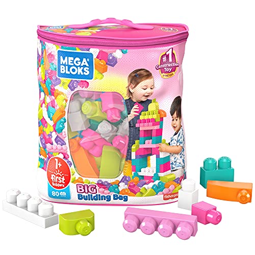 Mega Bloks Mattoncini Big Building Bag Sacca Ecologica Blocchi Da Costruzione, Giocattolo Per Bambini 1+ Anni, Multicolore, 80 Pezzi, Dch62