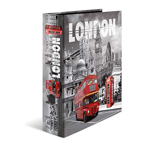 Herma Registratore A Leva Con Anelli Trend Cities Con Motivo Londra, A4, Dorso 7 Cm, Cartonato, Colori