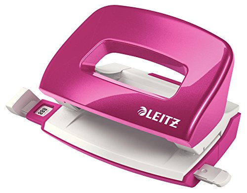 Leitz Mini Perforatore, Capacità Fino A 10 Fogli, Barra Di Selezione Del Formato, Metallo, Gamma Wow, Box, Rosa