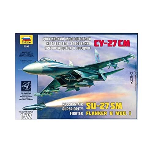 Zvezda- Modellino Aereo Su-27Sm, Scala: 1:72, Multicolore, Zv7295