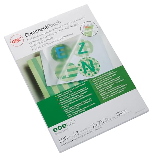 Gbc Pouch Confezione Da 100 Buste Per Plastificazione A Caldo, Con Finitura Lucida, In Formato A4, Spessore Di 2 X 75 Micron, 216 X 303 X 2 Mm, 374040