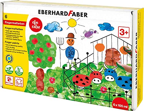Eberhard Faber 578806 - Set Di Colori A Dita Efa Color Con 6 Vasetti Da 100 Ml Ciascuno, Ad Asciugatura Rapida E Lavabili, Per Miscelare E Dipingere I