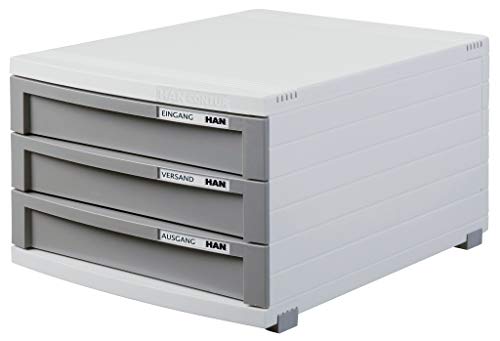 Han 1503-19 - Cassettiera Contur, 3 Cassetti Chiusi Per Formati Fino A B4, Grigio Chiaro/Grigio Scuro