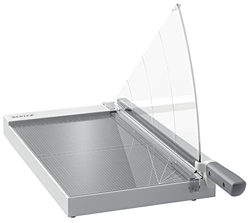Leitz Precision Taglierina A Ghigliottina Per L'Ufficio Con Lama In Acciaio, Guida Con Bordo Luminoso, Piano Di Taglio In Vetro, Taglia Fino A 15 Fogl