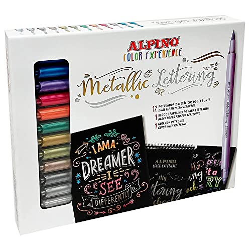Alpino Color Experience Kit Metallic Lettering | Pennarelli Metallici Lettering | Pennarelli A Doppia Punta Per Lettering | Lettering E Calligrafia