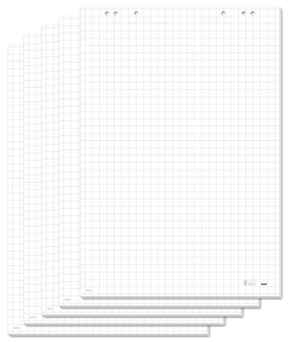 Sigel Mu165 Blocco Per Lavagna A Fogli, A Quadretti, 68 X 98 Cm, 5 Blocchi X 20 Fg., Bianco