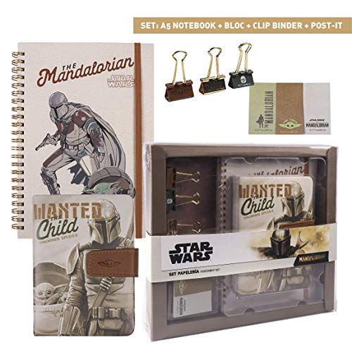 Cerdá The Child Set Di Cancelleria Con Quaderno, Blocco Note, Adesivi E Clip Licenza Ufficiale Star Wars, Da Donna, Multicolore, Medio