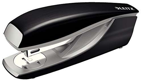 Leitz Cucitrice Da Ufficio, Capacità Fino A 30 Fogli, Nero (Satinato), Design Ergonomico In Metallo, Include Punti, Gamma Style, Box, 55620094