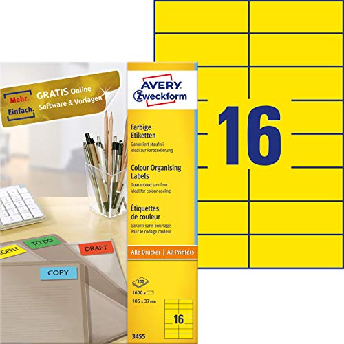Avery 3455 Etichetta Laser/Inchiostro, Giallo