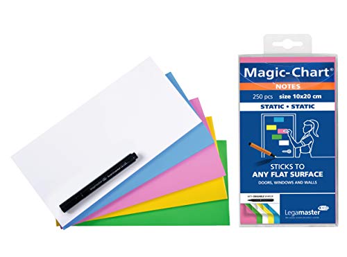 Legamaster 7-159494 Magic-Chart Notes Foglietti Elettrostatici Riposizionabili, 10 X 20 Cm, Colori Assortiti (Conf. 250 Fogli)