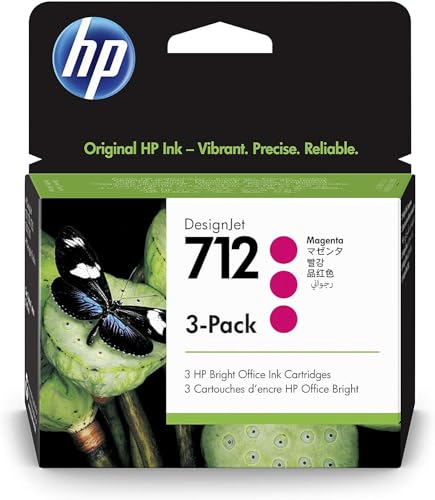 Hp 712 3Ed78A, Confezione Da 3 Cartucce Originale Hp, Compatibile Con Stampanti Hp Designjet T650, T630, T250, T230, Serie Studio E Hp 713 Testina Di
