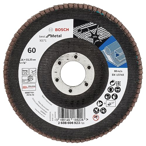 Bosch Home And Garden 2608606923 - Disco Lamellare, Grana 60, Ø 125 Mm, Foro 22,23 Mm