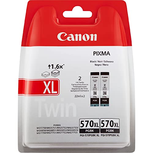 Canon Pgi-570 Xl Twin Confezione Da 2 Cartucce D'Inchiostro (2X Nero Xl) Originale, Imballaggi In Plastica Obsoleti 2018