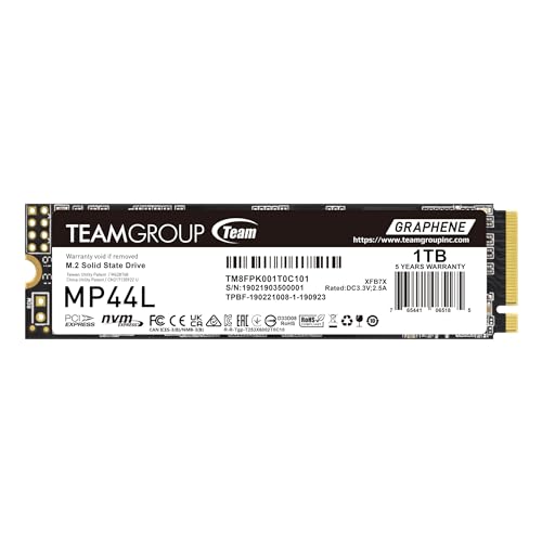 Teamgroup Mp44L 1Tb Slc Cache Nvme 1.4 Pcie Gen 4X4 M.2 2280 Laptop&Desktop Ssd (R/W Velocità Fino A 5.000/3.700Mb/S) Tm8Fpk001T0C101