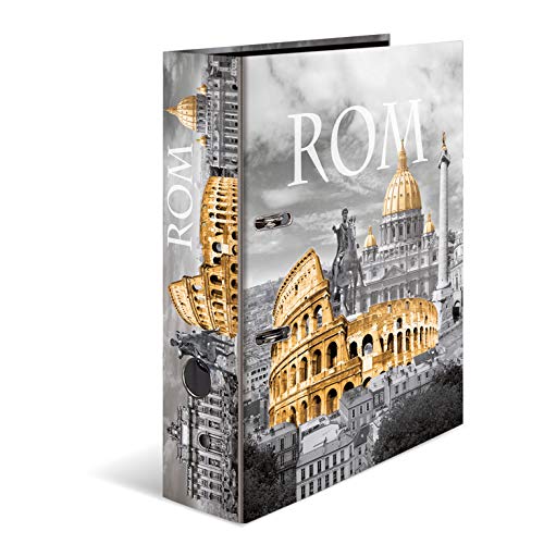Herma Registratore A Leva Con Anelli Trend Cities Con Motivo Roma, A4, Dorso 7 Cm, Cartonato, Colori