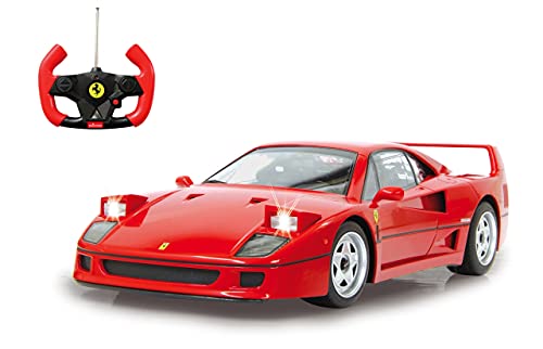 Jamara 405166 - Ferrari F40 1:14 Rossa 27Mhz – Interni Simili All’Originale, Fari Sollevabili E Attivabili Dal Telecomando, Licenza Ufficiale