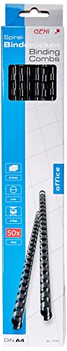 Genie, Set Di Dorsi A Spirale Per Rilegatura (Din A4) 50 Pezzi Nero