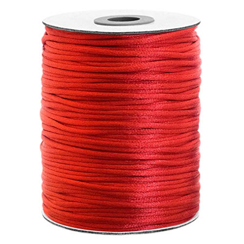 Cordone Di Raso 100 Metri Spessore 2Mm. Setoso Ed Elegante. Multiuso, Rosso