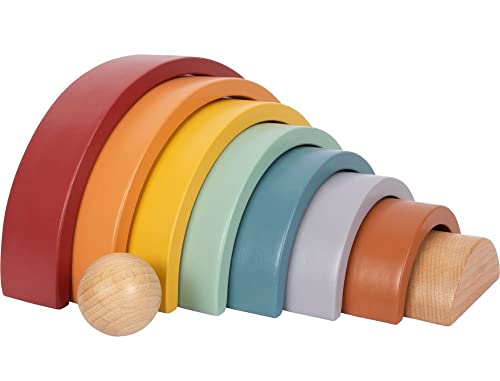Small Foot Cubetti Da Costruzione Arcobaleno Safari Legno, Giocattolo Per La Motricità Con 8 Forme, Dai 12 Mesi, 12318, Multicolore
