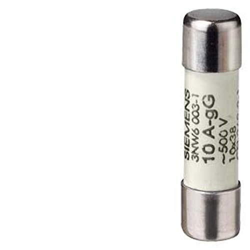 Siemens 3Nw6010-1 Sentron, Fusibile Cilindrico, 10 X 38 Mm, 25 A, Gg, Un Ac: 500 V, Bianco