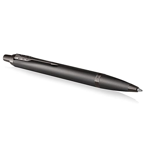 Parker Im - Penna A Sfera Monocromatica, Finitura In Metallo Fucile, Punta Media Con Inchiostro Blu, Confezione Regalo