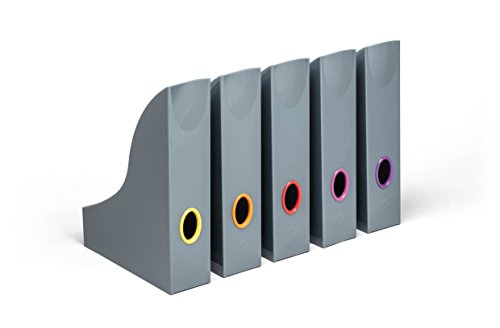 Durable 770657 Set Di 5 Portariviste Con Fori Di Presa Colorati, 73X306X241 Mm (1 Portariviste), Antracite