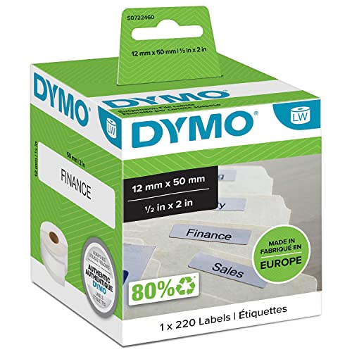 Dymo S0722460 Etichette Labelwriter Cartelle Sospensione, 50X12 Mm, Bianco
