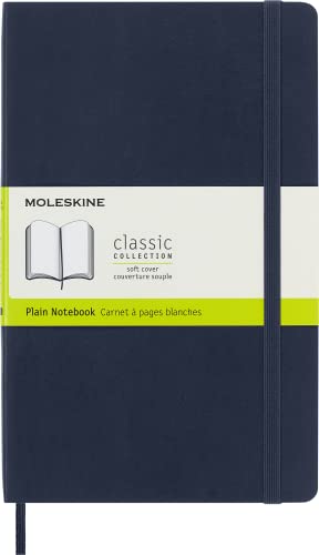 Moleskine Classic Notebook, Taccuino Con Pagine Bianche, Copertina Morbida E Chiusura Ad Elastico, Formato Large 13 X 21 Cm, Colore Blu Zaffiro, 192 P