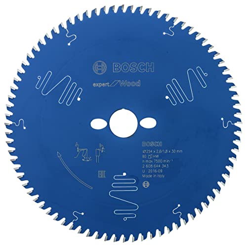 Bosch Professional 1X Lame Per Seghe Circolari Expert For Wood (Para Madera, Ø 254X2.6/1.8X30 Mm, 80 Dientes, Accessori Per Seghe Circolari)