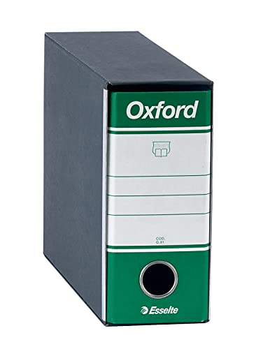 Esselte Oxford Registratore Con Custodia, Con Meccanismo A Leva N.1 In Formato Memorandum, 23X18Cm, Con Dorso Da 8 Cm, Verde, 1 Pezzo, 390781180