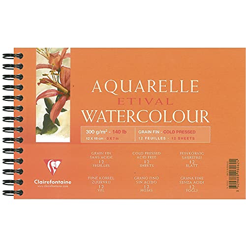 Clairefontaine 96062C - Album A Spirale Carta Etival 12 Fogli Grana Fine 12X18 Cm 300 G, Bianca