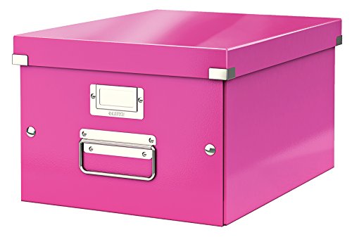 Leitz Click & Store Wow Scatola Archivio Media, Per Riporre E Trasportare Documenti A4 E Oggetti Di Medie Dimensioni, Adatta A Casa E Ufficio, Rosa, 6