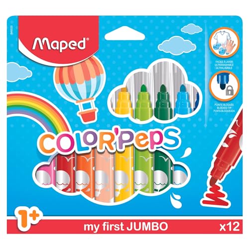 Maped 846020 My First Color'Peps Jumbo Felt Tip Colouring Pencil (Pack Of 12)