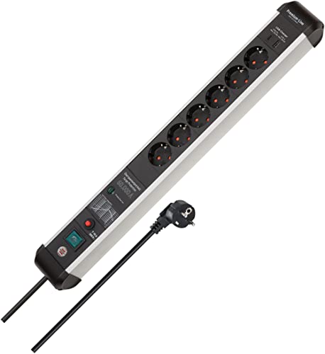 Brennenstuhl 1391010620 Premium-Protect-Line 6-Fach 3M Usb-A/C Grau/Schwarz