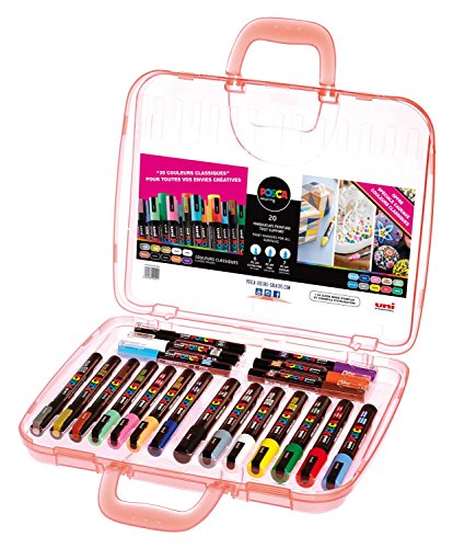 Faber-Castell Uni-Ball 186817 - Astuccio Per Pittura Posca Marker Classic Con 20 Penne Acriliche, Adatto A Molte Superfici, Punte E Colori Diversi