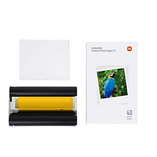 Xiaomi Instant Photo Paper 3" - Carta Fotografica Per Xiaomi Instant Photo 1S 40 Unità, Bianco (Versione Es + 3 Anni Di Garanzia