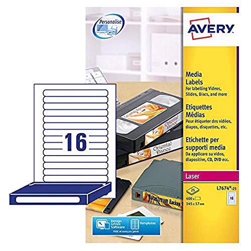Avery Etichette Per Cd/Dvd, Cassette E Videocassette