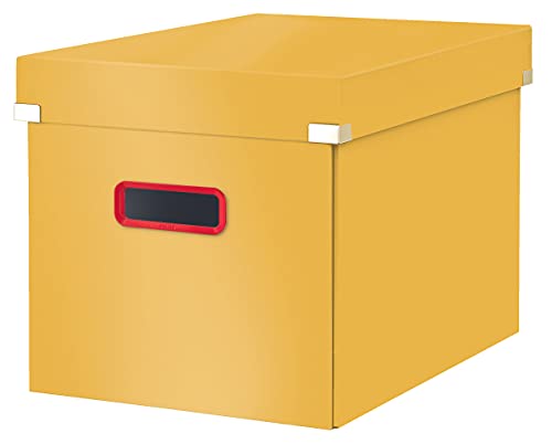 Leitz Click & Store Wow Scatola Archivio Cubo Grande, Per Mantenere La Casa E L'Ufficio In Ordine, Giallo Caldo, 53470019