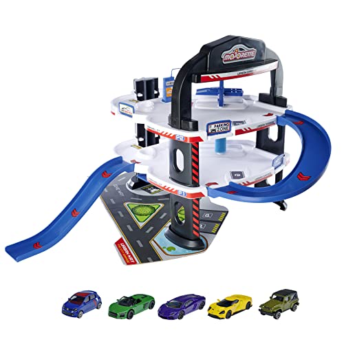 Majorette – Urban Garage – Parcheggio Con 5 Auto Giocattolo In Metallo, Grande Garage A 3 Livelli, Stazione Di Servizio, Officina, Ascensore, Impianto