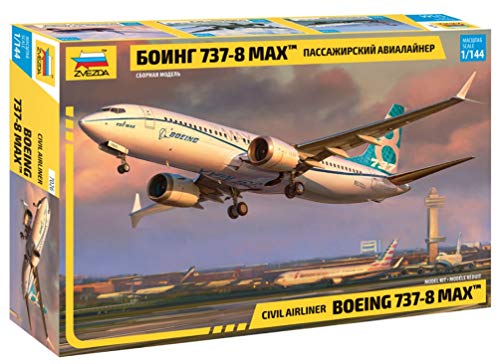 Zvezda- Other License 500787026-Modellino Boeing 737-8 Max, Scala 1:144, Colore Non Laccato, 7026